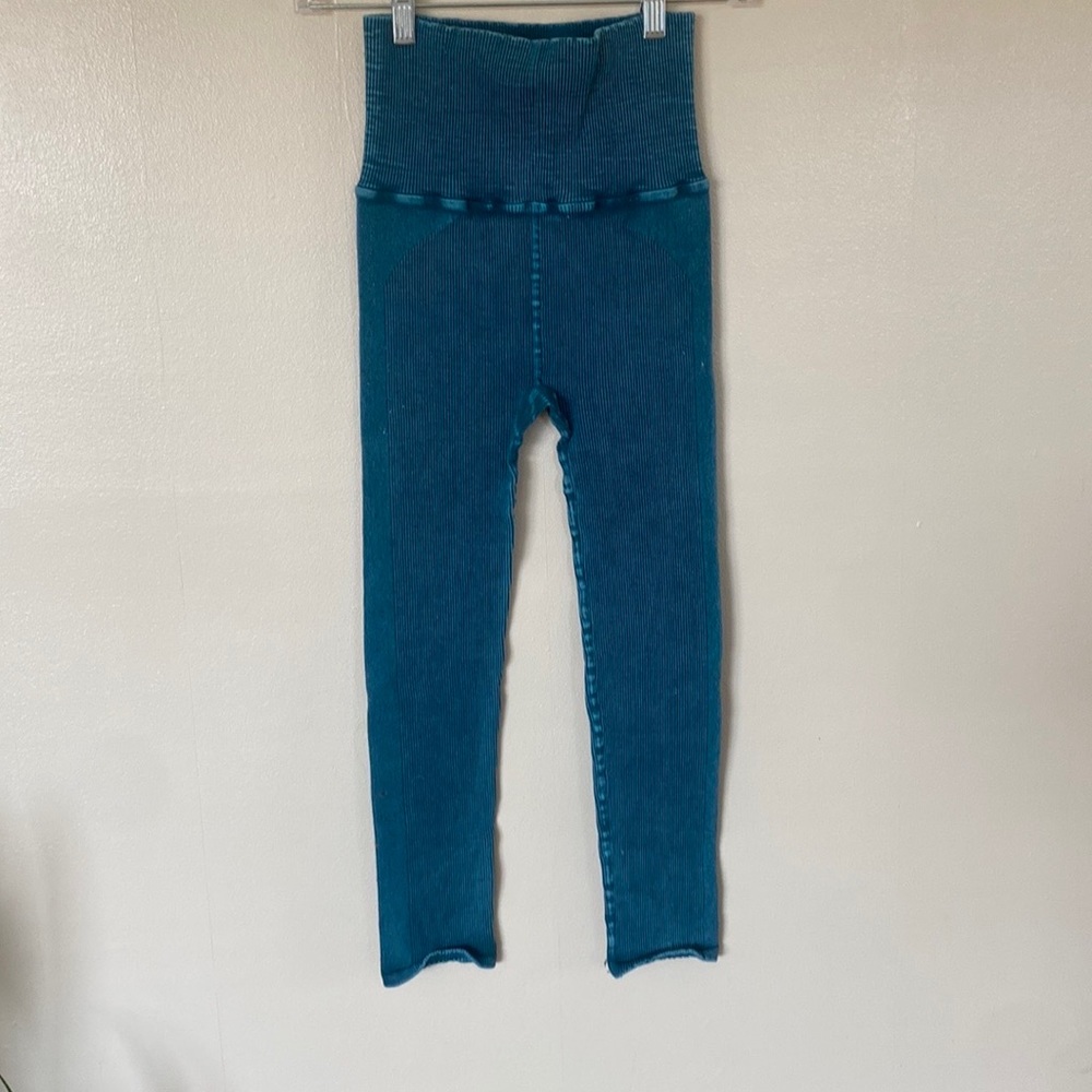 Teal Free People Ultra High Rise Happiness Runs Leggings